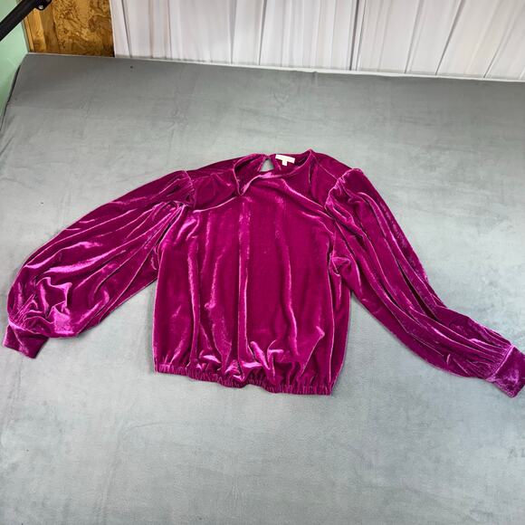 Flying Tomato Purple Velvet Long Sleeve Top Blouse BOHO Artsy Round Neck Plus 1X - Picture 1 of 8